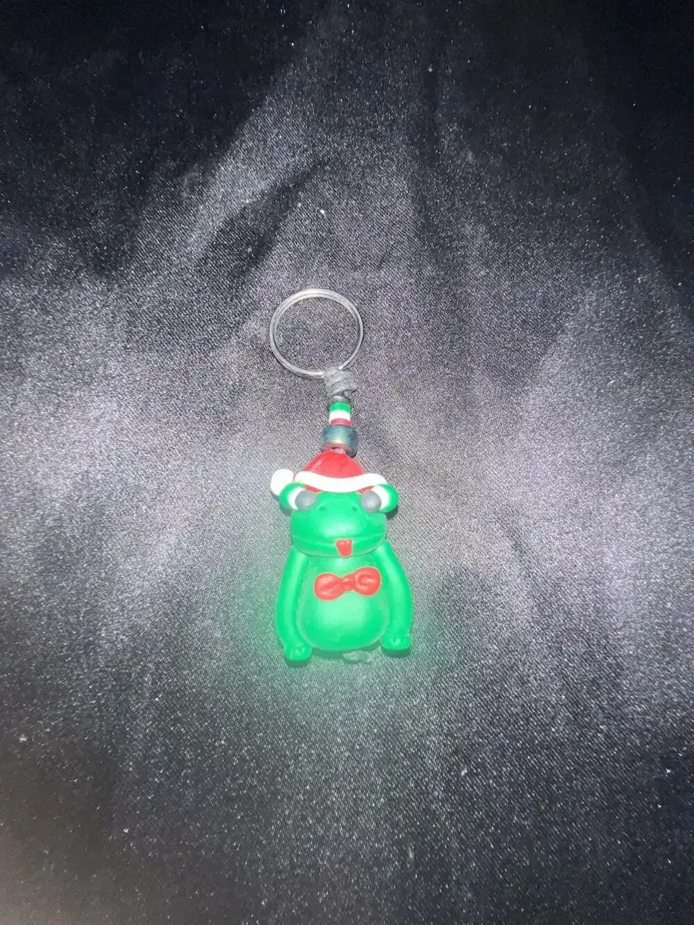 Christmas Santa Frog Handmade Polymer Clay Keychain